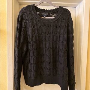 Gap Pointelle Cotton Knit Sweater - size XXL Tall Color : Black